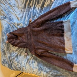 Elegant Brown and Cream Women's Turtleneck Sweater